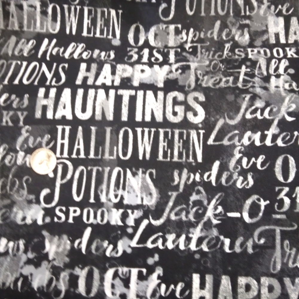 FABRIC Cotton Canvas Happy Hauntings Script, 100% Cotton 4 Yards
